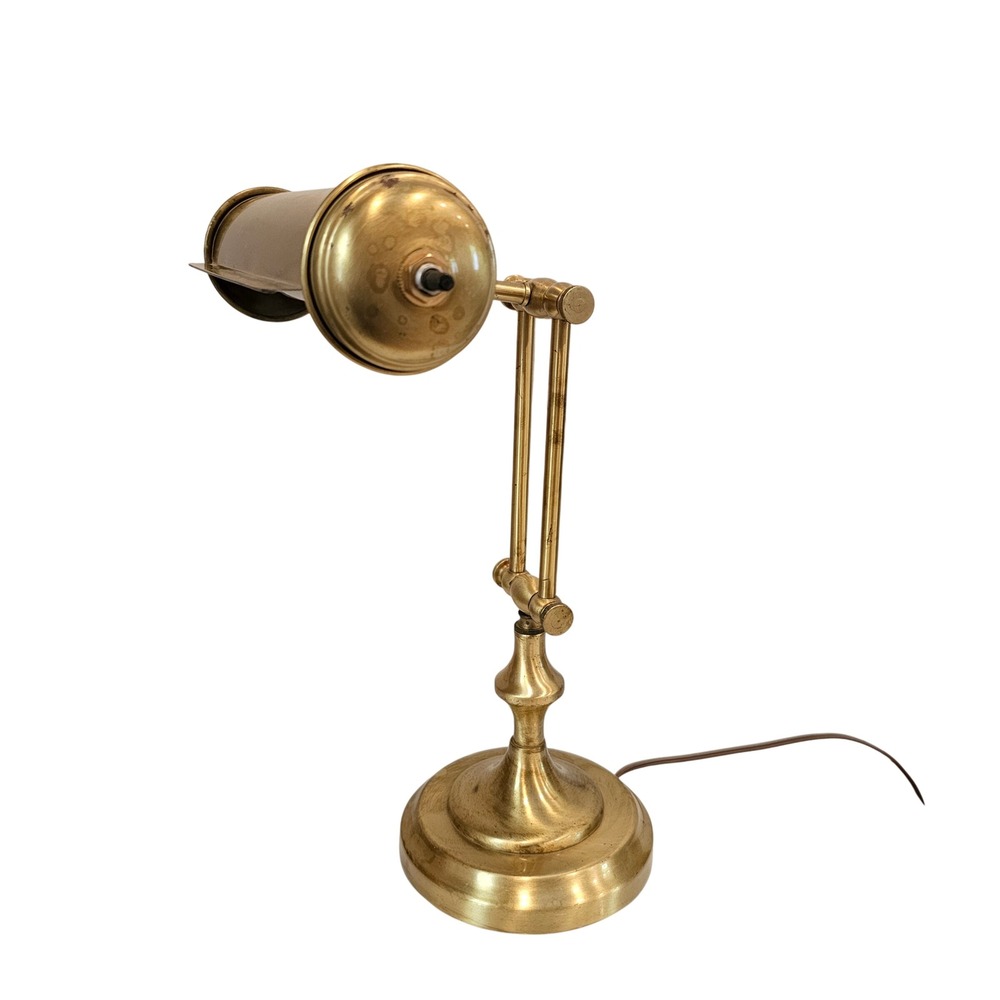 Vintage Brass Piano Desk Lamp Adjustable Banker Style Task Light UL Issue L-8410